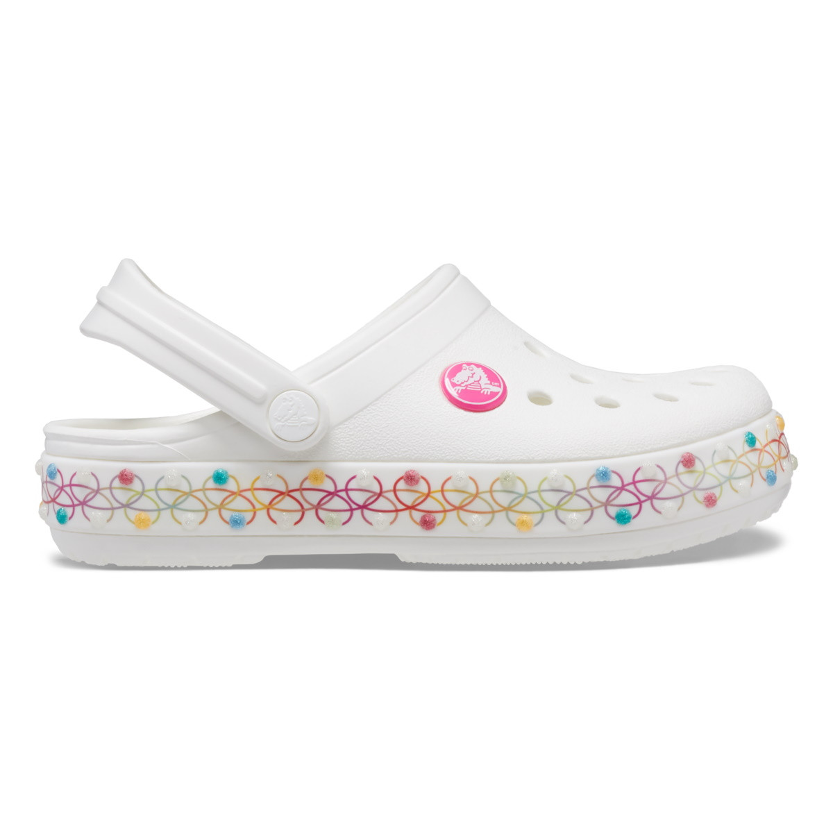 Saboți Crocs Toddler Crocband Stretch Necklace Clog Alb - White/Multi - imagine 8